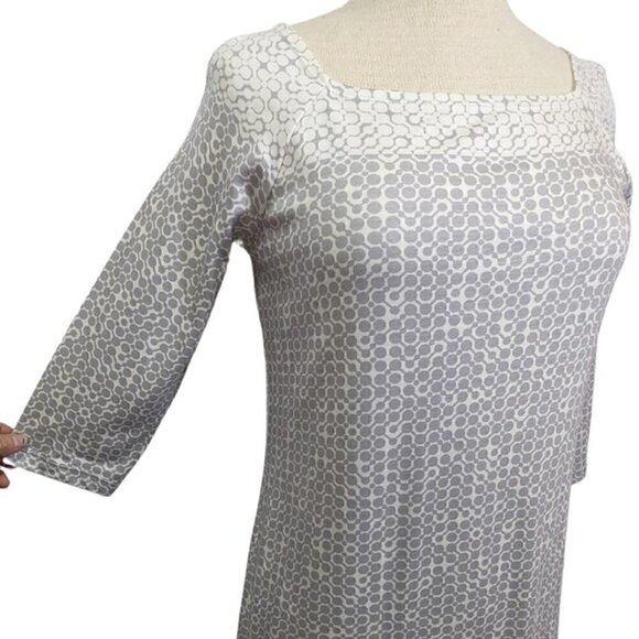 NEW Max Studio Dress Womens Small Knee Length 3/4 Sleeve Gray Geometric Print - Picture 3 of 12